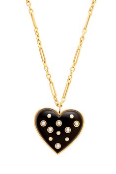 BRENT NEALE-Large Puffy Black Heart Necklace-YELLOW GOLD Luxury Black Heart Pendant Necklace, Black Heart Necklace, Brent Neale, Gold Outfit, Palm Beach Jewelry, Western Jewelry, Fine Jewels, Black Heart, Heart Jewelry