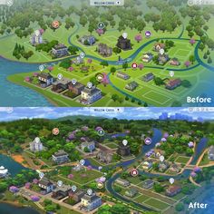 Willow Creek Map Replacement - DOWNLOAD | Patreon Sims 4 Willow Creek Save File, Sims 4 Willow Creek Map Ideas, Willow Creek Sims 4 Map, Willow Creek Sims 4 Map Ideas, Sims 4 Willow Creek Makeover, Sims 4 Skills, San Myshuno, Die Sims 4