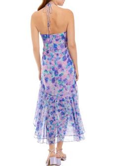 A colorful tie-dye-inspired print enlivens this dress from French Connection. | French Connection Women's Gretha Halter Dress, Lilac, 4 Spring Tie Dye Flowy Maxi Dress, Spring Fitted Tie Dye Maxi Dress, Fitted Tie Dye Maxi Dress For Spring, Fitted Tie Dye Maxi Dress, Fitted Tie-dye Maxi Dress, Spring Purple Printed Midi Dress, Purple Printed Midi Dress For Spring, Fitted Multicolor Print Maxi Dress For Spring, Flowy Tie Dye Dresses For Spring