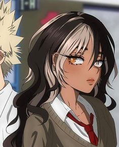 two anime characters one with long hair and the other with blonde hair, both wearing glasses