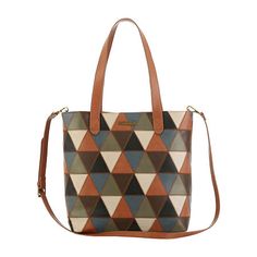 The unique geometric patchwork design in rich earthy tones of this Frye & Co. women's tote-shaped crossbody bag adds a touch of vintage-inspired charm to your outfits. It's crafted from faux leather with gold-tone hardware and has an inside zip pocket for added security and a zipper closure. It also features top handle straps to wear on your shoulder and an adjustable strap for crossbody wear. Features: Adjustable StrapsClosure Type: ZipperPockets: 1 Inside Zip PocketMetal Color: Gold ToneMeasur Geometric Patchwork, Shoulder Bag Brown, Handbags Crossbody, Patchwork Designs, Womens Tote, Earthy Tones, Handbag Accessories, Cross Body Handbags, Top Handle