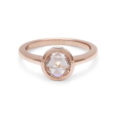 A round rose cut bezel set champagne diamond set in rose gold. Anna Sheffield, Champagne Diamond Rings, Bezel Ring, Meaningful Jewelry, Grey Diamond, Champagne Diamond, Champagne Gold, Online Jewelry Store, White Rose Gold