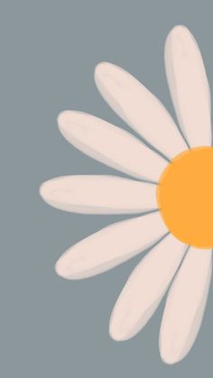 a white flower with an orange center on a gray background