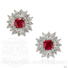 Elegant Ruby Earrings Gia Certified, Luxury Red Diamond Earrings, Gia Certified Ruby Earrings For Anniversary, Luxury Red Brilliant Cut Earrings, Luxury Diamond Earrings With Prong Setting, Formal Red Diamond Earrings With Brilliant Cut, Red Diamond Earrings For Formal Occasions, Classic Red Diamond Earrings With Brilliant Cut, Fine Jewelry Red Diamond Earrings For Formal Occasions