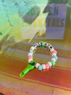 Be the coolest kid at the rave/ party/ festival with this clever bracelet with Special Kandi spoon bead! Colors, designs, and length can be customized. Stickers and gum flavors will be randomly chosen. Dm for preferences Customized Stickers, Gum Flavors, Rave Party, Party Festival, Bead Bracelet, Gift Registry, Cool Kids, Gum, Jewelry Bracelets