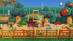 an animated scene with children playing in the park