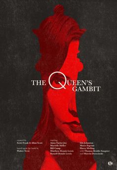 the queen's gambit movie poster with an image of a woman in red