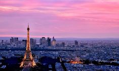 the eiffel tower in paris at sunset