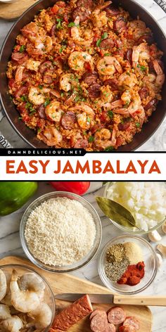 A delicious home-cooked meal in just one pot! Loaded with sausage, shrimp, veggies, and, rice, this Easy Jambalaya has all the signature flavors you know and love. Put this weeknight dinner recipe on your rotation! Not Spicy Jambalaya Recipe, Easy Well Balanced Meals, Sausage Jumbalaya Recipe, Shrimp Sausage And Rice, Turkey Jambalaya Recipe, Shrimp And Sausage Recipes Rice, Shrimp And Sausage Jambalaya Recipe, Jambalaya Seasoning Recipe, Shrimp Sausage Recipes