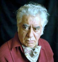 an old man with white hair wearing a red shirt and bow tie looking at the camera