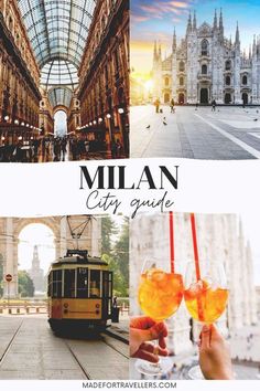 the collage shows different sights and things to see in italy, including an old tram