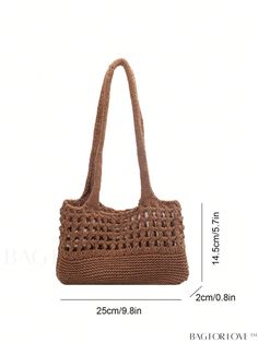 BagForLove - Versatile Hollow Out Crochet Bag with Dual Handles - Ideal for Vacations Product Description Color Khaki Details Hollow Magnetic No Bag Size Medium Type Crochet Bags Strap Type Double Handle Pattern Type Plain Style Vacation Closure Type No-closure Composition 100% Polyester Material Polyester Size Chart INCH CM Bag Length Bag Width Bag Height Handle Height 9.8 inch 0.8 inch 5.7 inch 11 inch Bag Length Bag Width Bag Height Handle Height 25 cm 2 cm 14.5 cm 28 cm Details Pictures Simi Lightweight Rectangular Brown Shoulder Bag, Casual Lightweight Brown Crochet Bag, Lightweight Crochet Bag For Shopping, Handle Crochet Bag, Hollow Design, Crochet Bags, Brown Beige, Color Khaki, Bag Straps