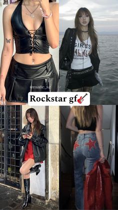 Vintage Outfits Rock, Rockstar Gf Everyday Outfit, Punk Rock Show Outfit, Punk Outfits For Women Gothic Clothing, 90s Rockstar Gf Outfit, Y2k Rockstar Gf Outfits, Rockstar Inspired Outfit, Rock Astethics Outfit, Rockstar Aesthetic Clothes