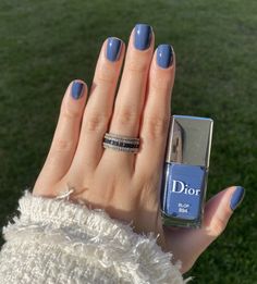 Denim Blue Nail Polish, Blue Natural Nails Short, Blue Denim Nails, Denim Blue Nails, Denim Nails, Nail Polish Blue, Dior Nail Polish, Nail Ink, Dior Nails