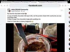 a facebook post with an image of ice cream in a cup and the caption reads, i think it's chocolate milk