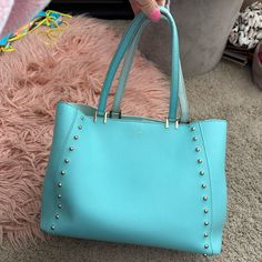 Originally Purchased For $360 - Length 14.5 Inches - Height (Not Including Shoulder Strap) 11 Inches - Perfect Bag For Summer, Can Fit So Much!! Teal Purse, Kate Spade Studs, Bags Kate Spade, Tote Purse, Perfect Bag, Kate Spade Bags, Kate Spade Bag, 11 Inches, Womens Tote Bags