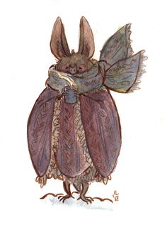 a drawing of a mouse dressed as a fairy with wings and a scarf around its neck