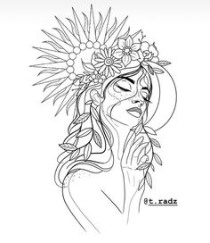 a woman with flowers on her head and the words,'t radz '