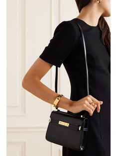 SAINT LAURENT Manhattan mini leather shoulder bag Saint Laurent Manhattan Bag, Mini Bag Outfit, Saint Laurent Manhattan, Porter Bag, Bag Obsession, Fancy Bags, Bags Aesthetic, Saint Laurent Bag, Fall Shopping