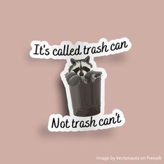 a raccoon in a trash can with the caption it's called trash can not trash can