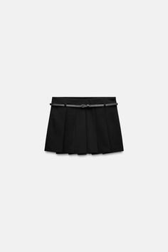 BELTED BOX PLEAT SKORT - Black | ZARA United States Pleat Skort, 2024 Wishlist, Shirt Blouses Tops, Leather Shirt, Box Pleats, Black Skirt, Blazer Dress, Dress With Cardigan, Zara United States