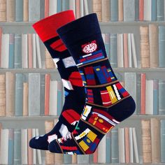 Step up your style with our book-themed socks, perfect for any book worm. These literary socks feature unique book prints and patterns, making them the ideal gift for book lovers and readers alike. Embrace your love for literature with our novelty book socks and bookish socks today! Shipps from Germany. Tracking only available for certain destinations. Reading Socks, Mismatched Socks, Book Socks, Book Prints, Fun Socks, Unique Book, Stocking Stuffer Gifts, Book Worm, Christmas Stocking Stuffers