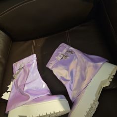 Brand New Size 9. Sparkl Fairy Couture Boots. Price Is Negotiable. Fairy Shoes Purple, Summer Purple Round Toe Boots, Party Boots With Platform And Flat Heel, Pastel Boots, Leopard Ankle Boots, Black Leather Chelsea Boots, Short Ankle Boots, Couture Shoes, Faux Suede Boots