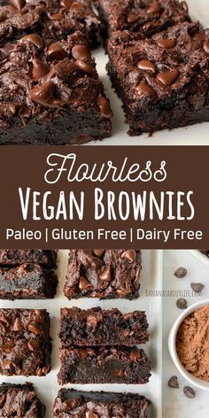 flourless vegan brownies Sugar Free Gluten Free Dessert, Sugar Free Vegan Desserts, Fudgy Vegan Brownies, Brownies Gluten Free, Refined Sugar Free Desserts, Gluten Free Brownies Recipe, Gluten Free Dairy Free Dessert, Dairy Free Recipes Dessert