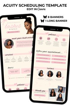 Boost your business with our Acuity Scheduling Template for lash techs, featuring a charming pink coquette design! 

This lash scheduling site template offers a professional and stylish booking experience tailored for lash artists. Easily customizable with Canva, this lash artist booking site allows you to personalize every detail to match your brand's aesthetic. Lash Website Design, Canva Aesthetic Template, Booking Site Design