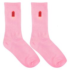 Step into summer with our Refreshing Ice Lolly Embroidered Pink Socks, the perfect accessory to add a touch of fun and whimsy to your outfit. These socks are made with the utmost care and attention to detail, ensuring both style and comfort. Crafted from high-quality materials, these socks are designed to keep your feet cool and comfortable during hot summer days. The refreshing ice lolly embroidery adds a playful twist, making them a delightful choice for both adults and kids alike. The pink color of these socks complements the summer vibes and adds a pop of color to your look. They are made with a blend of soft and breathable fabrics, ensuring a cozy and snug fit. Whether you're lounging at home, running errands, or enjoying outdoor activities, these socks will keep your feet feeling fre Summer Footwear, Ice Lolly, Pink Socks, Casual Socks, Socks And Hosiery, Fantastic Gifts, Summer Shoes, The Pink, Summer Wardrobe