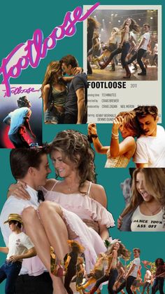 collage of photos from the movie footloose with pictures of actors and dancers