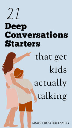 deep conversation starters, connecting with kids, raising happy kids, deep conversation question ideas, deep conversation topics, for friends, for kids, parenting, parenting tips, gentle parenting, bonding with kids Starters Ideas, Conversation Starters For Kids, Deep Conversation Starters, Deep Conversation, Parenting Techniques, Kids Talking, Smart Parenting