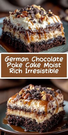 german chocolate poke cake most rich irrestible in the world and it's so good