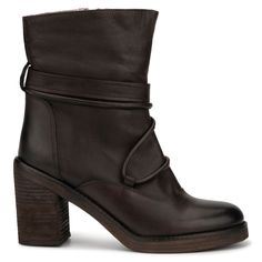 Sophisticated style rule number one, get this sleek Denisa boot to upgrade your look. This ankle boot is crafted from a smooth leather upper with a belted detail around the front. A side zip closure brings a secure fit. Traditional round-toe design and a stack block heel for the perfect height. Ankle Boots With Wrapped Heel For Work, Workwear Ankle Boots With Wrapped Heel, Fall Boots With Wrapped Heel And Almond Toe, Chic Leather Lace-up Boots With Stacked Heel, Leather High Ankle Boots With Wrapped Heel, Chic Lace-up Leather Boots With Stacked Heel, Leather High Ankle Heeled Boots With Wrapped Heel, Chic Brown Leather Lace-up Boots, Fall Leather Heeled Boots With Wrapped Heel