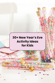 new year's eve activity ideas for kids with confetti and paper straws