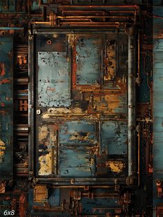 Rustic Industrial Panel Photography Backdrop - A richly textured arrangement of weathered metal panels and mechanical components Panel Photography, Industrial Decay, Peeling Wallpaper, Creative Photoshoots, Industrial Aesthetic, Peeling Paint, Landscape Designs, Close Up Portraits, Printed Backdrops