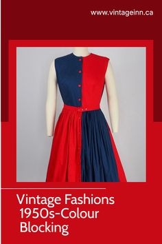 Colour Blocking is so on Trend but why not sport this style in 1950s vintage fashions or 1940s vintage fashions? Visit the Vintage Inn Blog to be inspired. 1950s Vintage Fashion, Colour Blocking Fashion, Orange Color Block, Dusty Pink Dresses, 1950’s Fashion, Vintage Fashion 1950s, Vintage Bathing Suits, Blue Black Color, Fashion 1950s