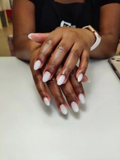 Elevating Elegance: Milky White Nails on Dark Skin – A Fresh Take on Classic Chic Wedding Nails For Bride Milky White, Polished Nails Colors, Milky White Oval Nails, Milk White Almond Nails, Milk White Toes, White Nails On Dark Skin, Milky White Pedicure, Milky French Nails, Milky White Almond Nails