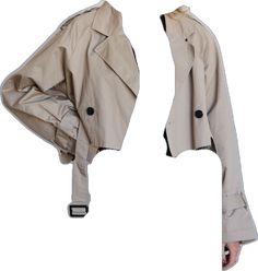 Chic Cropped Belted Outerwear, Chic Belted Cropped Outerwear, Spring Beige Belted Outerwear, Spring Beige Outerwear With Belt, Beige Belted Outerwear For Spring, Beige Belted Spring Outerwear, Spring Beige Outerwear With Belt Detail, Cropped Trench Coat, Cropped Coat