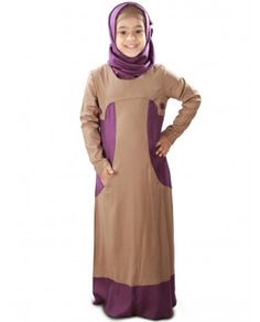 Kids Casual Wear, Kids Kaftan, Kids Party Wear, Dubai Abaya, Girl Sleeves, Light Brown Color