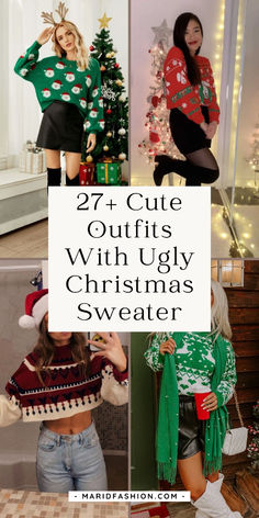 Turn heads at your holiday party with creative and fun ways to wear ugly Christmas sweaters. Find the best looks for a festive and memorable celebration. Save this pin for your ultimate guide to holiday party fashion!	christmas sweater outfits | cute outfits christmas sweater | holiday party sweater ideas | best ugly christmas sweaters | christmas sweater fashion | holiday party outfits | stylish ugly christmas sweaters | festive sweater outfits | christmas sweater styling tips | cute holiday outfits | trendy christmas sweaters | holiday fashion tips | ugly sweater party outfits | holiday sweater wardrobe | chic christmas sweater looks Tacky Christmas Party Outfit, Ugly Sweater Party Outfit, Tacky Christmas Sweater Diy, Tacky Christmas Sweater Outfit, Cute Ugly Sweater Outfits, Funny Christmas Outfits For Women, Cute Outfits Christmas, Ugly Sweater Outfit, Creative Ugly Christmas Sweater