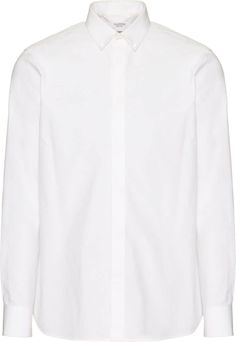 0BO VALENTINO GARAVANI ROCKSTUD COTTON SHIRT Valentino Ready To Wear, Valentino Rockstud, Cotton Poplin Shirt, Full Look, Mens Fall, Slim Fit Shirt, Poplin Shirt, Sweaters Knitwear, Denim Pant