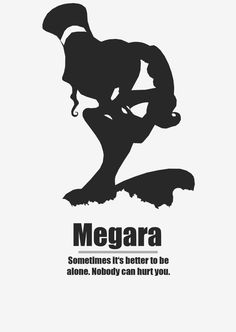 a black and white poster with the words megara on it