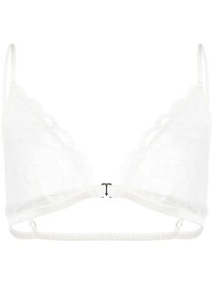 ivory white stretch-design floral-lace detailing triangle cup adjustable shoulder straps rear clasp fastening Just a reminder that this piece must be tried on over your own garments. Bra Items, White Bra, Corset Shirt, Floral Bra, Just A Reminder, Triangle Bra, Shopping Spree, Airport Style, Ivory White