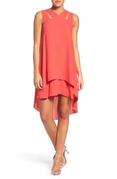 BCBGMAXAZRIA Cutout Trapeze Dress available at #Nordstrom Formal Evening Wear, Bold Dresses, High Low Prom Dresses, High Low Skirt, Trapeze Dress, Wedding Guest Dresses, Night Outfits, Nordstrom Dresses, Guest Dresses