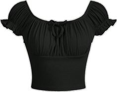 Summer Black Ruched Tops, Casual Puff Sleeve Party Top, Black Ruched Summer Tops, Black Ruched Tops For Summer, Black Casual Puff Sleeve Tops, Black Puff Sleeve Top With Ruched Detail, Black Puff Sleeve Casual Crop Top, Black Casual Crop Top With Puff Sleeves, Girls T Shirts