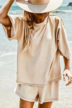 Nude Shorts, Summer Loungewear, Vintage Short, Pants Suit, 2020 Fashion, Linen Style, Daily Style, Casual Clothes, Lounge Set