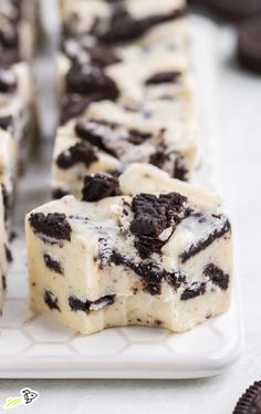 cookies and cream fudge bars on a white plate