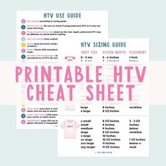 the printable htv heat sheet guide