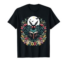 PRICES MAY VARY. Share your love of the Cottagecore aesthetic with this Cottagecore floral Mothman graphic for or every fan of cryptid fantasy monsters and beasts. Perfect cottagecore and fairycore themed cryptozoology outfit for men and women. Lightweight, Classic fit, Double-needle sleeve and bottom hem Goblincore Halloween T-shirt With Short Sleeves, Halloween Goblincore Graphic T-shirt, Cryptid Shirt, Spring Cottagecore T-shirt With Plant Print, Moth Sweatshirt, Cottagecore Aesthetic, Fantasy Monster, Branded T Shirts, Aesthetic Clothes